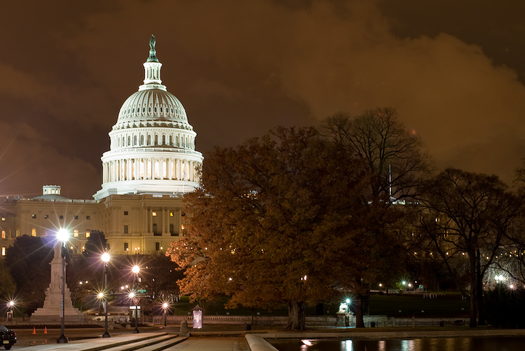 The Capital Building at night